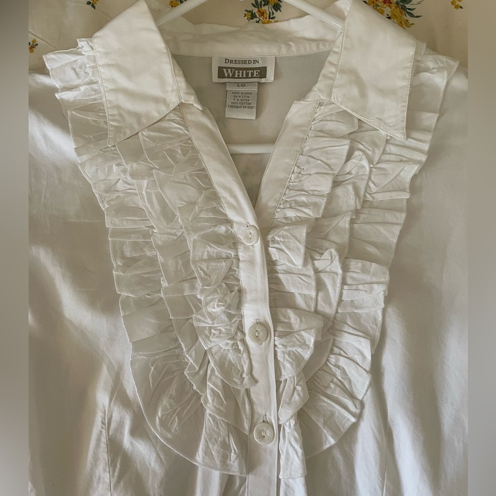 Vintage White Maxi Prairie Dress, size L - Picture 2 of 6